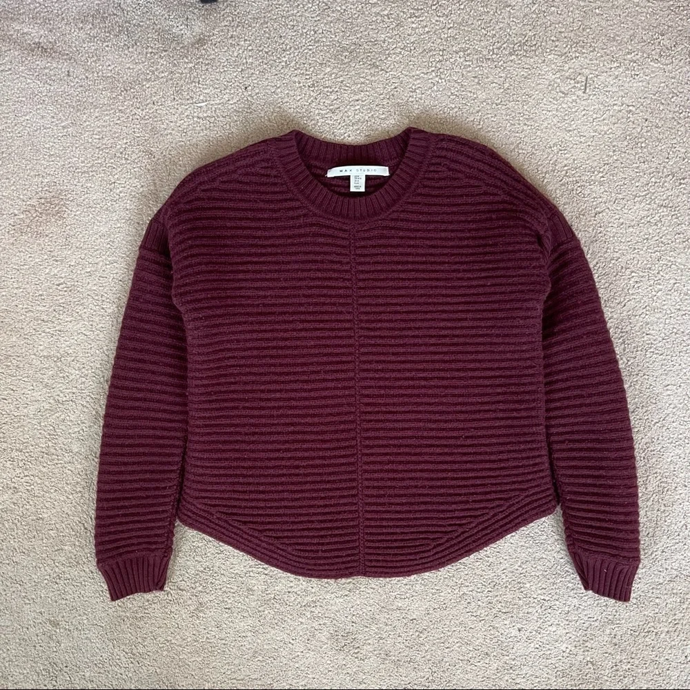 Max Studio | Burgundy Ribbed Sweater - Picture 7 of 7